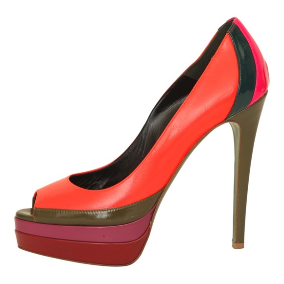 RUTHIE DAVIS Platform Pump POPSICLE Patent Leather Peep Toe Purple Heels 38.5 - Picture 2 of 11